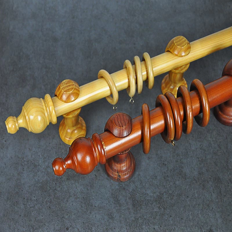 Window Customize Window Decoration Curtain Pole, Wooden Curtain Rod Set